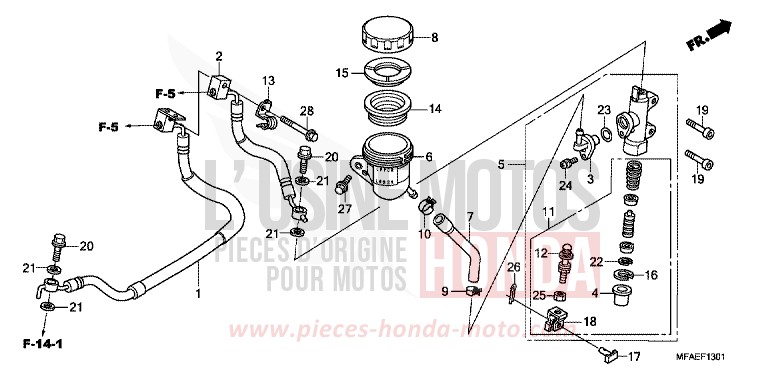REAR BRAKE MASTERCYLINDER (CBF1000A/T/S) for CBF1000 ABS QUASAR SILVER METALLIC (NHA48) from 2010